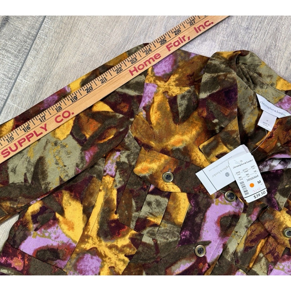 Christopher Banks Fall Colors Blazer Jean Jacket Style Size M Cotton Poly NWT - Picture 11 of 12